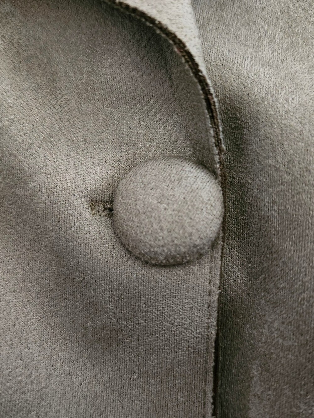 Solitaire Sage Green Faux Suede Belted Blazer Jacket Puff Sleeve Button Front LG - Picture 8 of 16